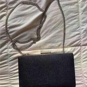 Banana Republic Black Clutch with Chain Strap and Textured Surface